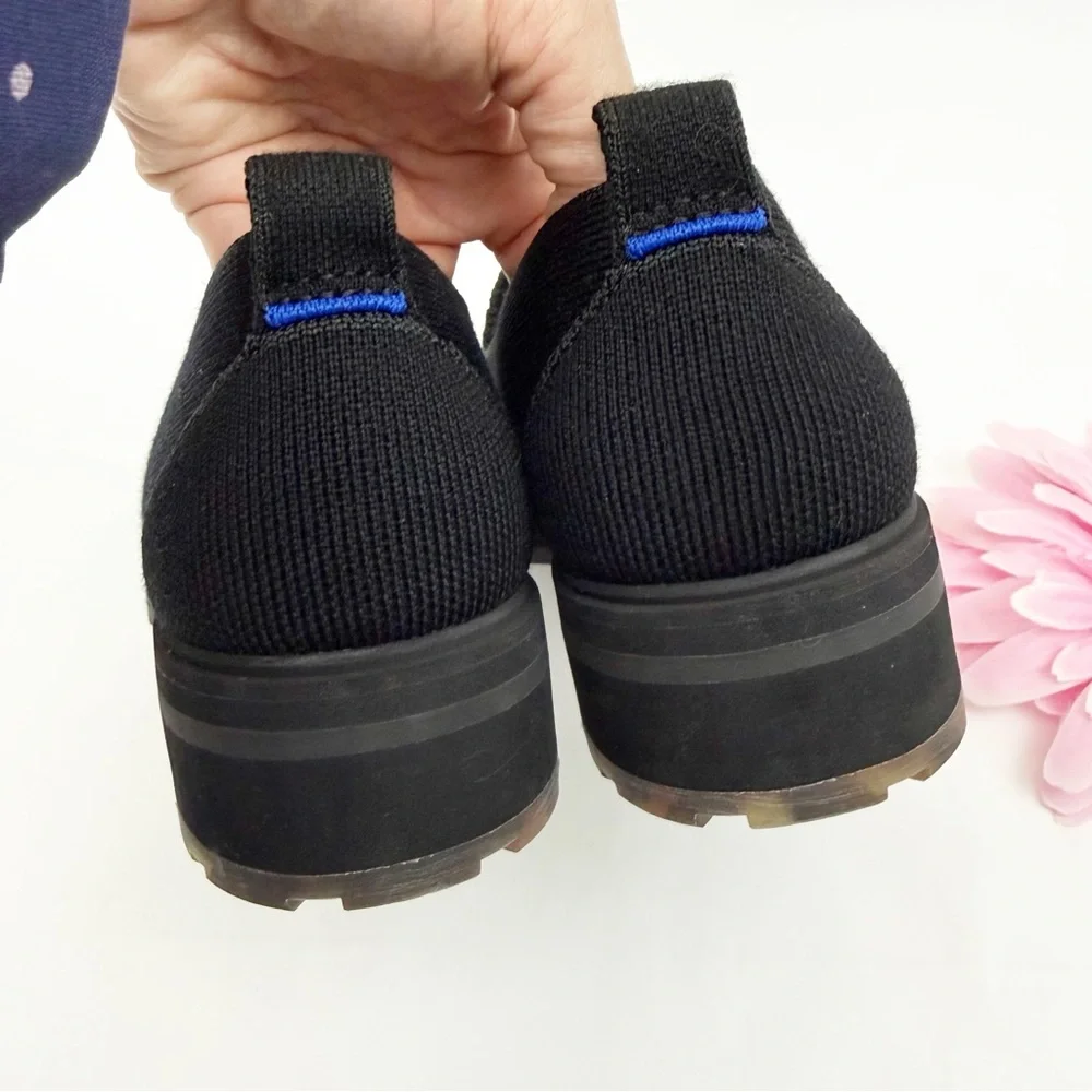 Rothy’s The Lug Loafer Shoes Onyx Black Wool - Picture 9 of 16